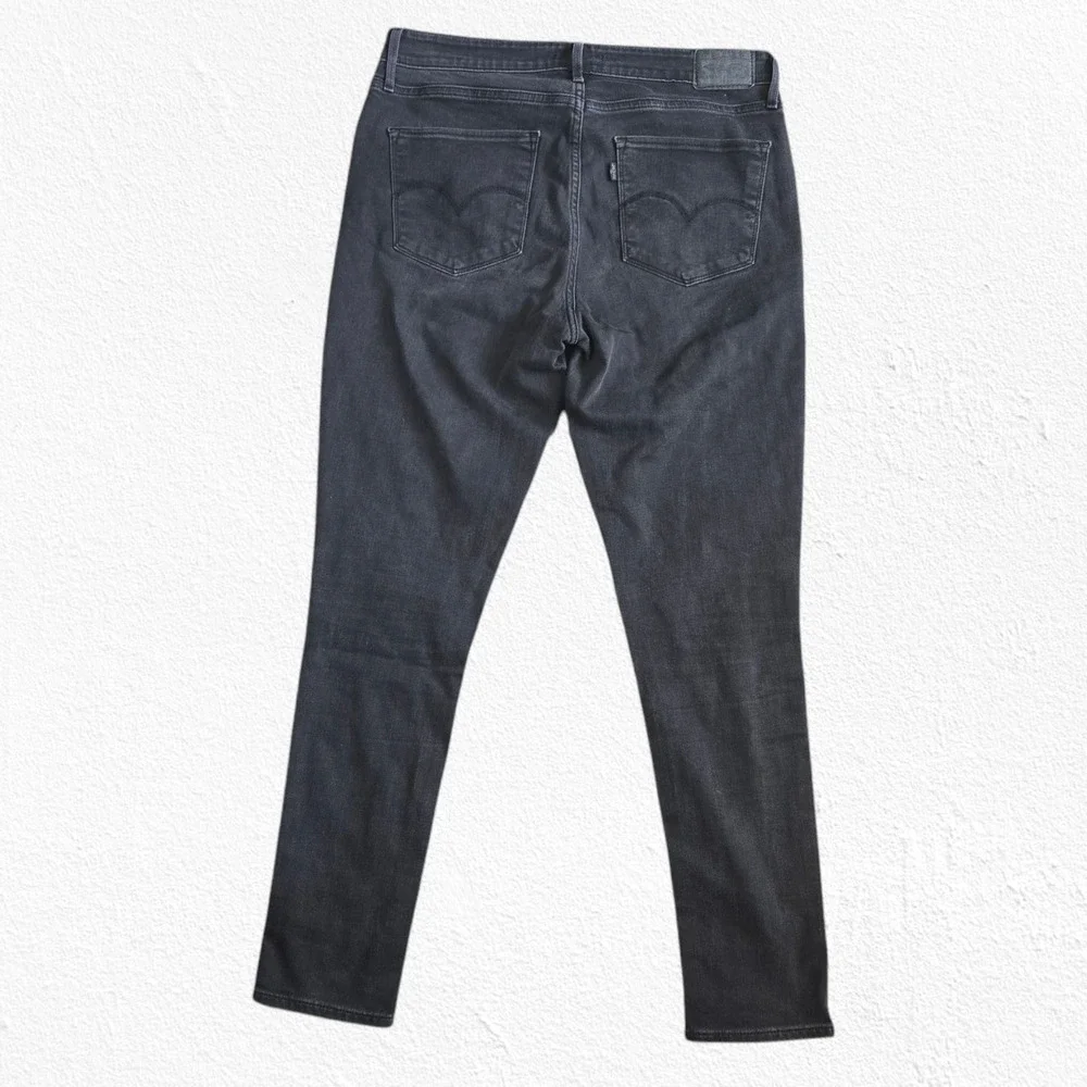Levi's 721 Skinny Black Charcoal Gray High Waisted Slim Skinny Leg Jeans Size 32